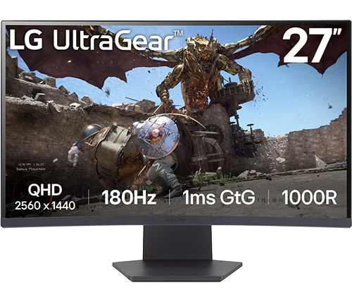 מסך גיימינג קעור 27 אינץ LG UltraGear 27GS60QC-B 180Hz HDR10 2K WQHD