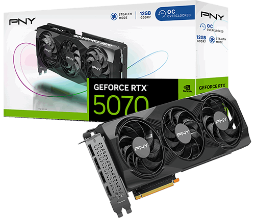 כרטיס מסך PNY GeForce RTX 5070 Overclocked Triple Fan 12GB GDDR7