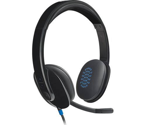 אוזניות גיימינג חוטיות Logitech H540 USB עם מיקרופון בצבע שחור