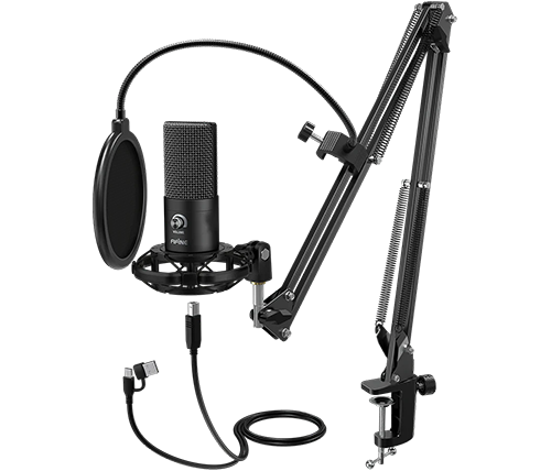 מיקרופון גיימינג עם זרוע Fifine T669 USB בצבע שחור