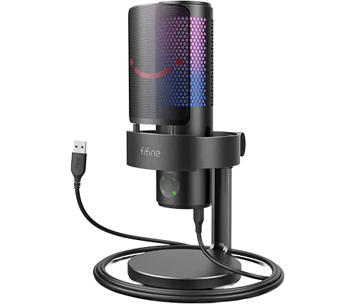 מיקרופון גיימינג קונדנסר עם תאורת Fifine AmpliGame USB A9 RGB צבע שחור
