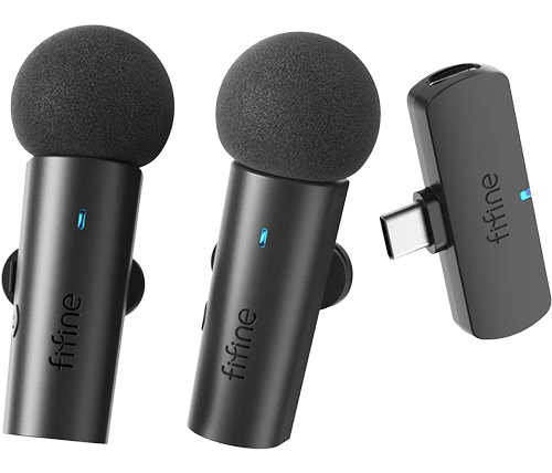 מיקרופון דש אלחוטי 2 יחידות Fifine M8 Dual Wireless Lapel 2.4GHz/UHF