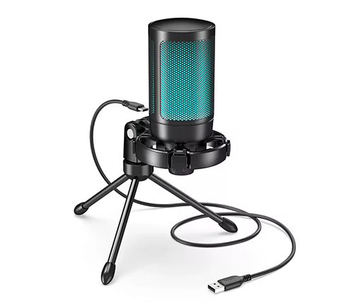 מיקרופון גיימינג קונדנסר עם תאורת Fifine AmpliGame A2 USB RGB צבע שחור