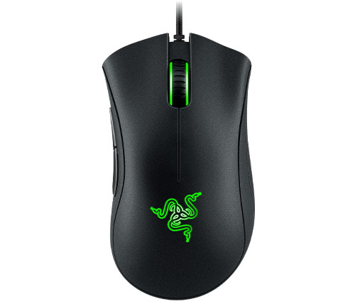 עכבר גיימינג חוטי Razer DeathAdder Essential עם תאורת לד ירוקה בצבע שחור