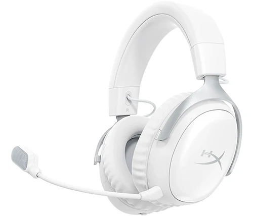 אוזניות גיימינג אלחוטיות עם מיקרופון HyperX Cloud III S Wireless בצבע לבן