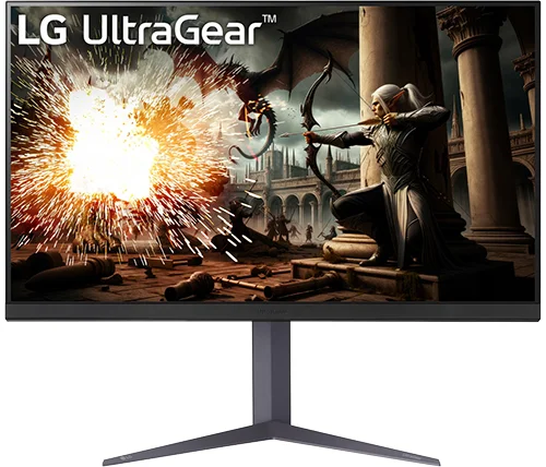 מסך גיימינג 31.5 אינץ LG UltraGear – קצב רענון 180Hz – רזולוציה QHD – פאנל IPS – תומך DisplayHDR 400 – דגם 32GS75Q-B