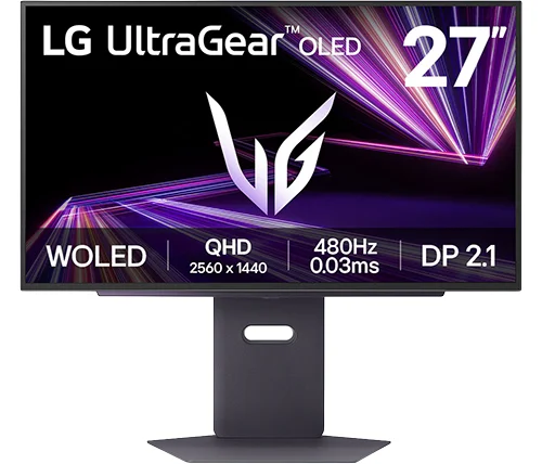 מסך גיימינג 27 אינץ LG UltraGear – קצב רענון 480Hz – רזולוציה QHD – פאנל OLED – תומך DisplayHDR 400 – דגם 27GX790A-B