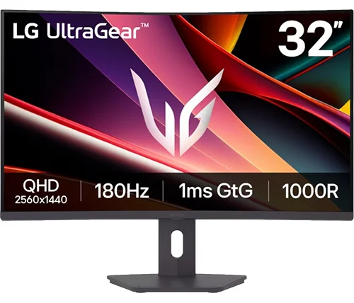 מסך גיימינג קעור 31.5 אינץ LG 32G600A-B – קצב רענון 180Hz – רזולוציה QHD – פאנל VA – חיבורים HDMI / DP – צבע שחור