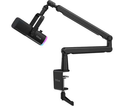 מיקרופון גיימינג דינמי עם זרוע Fifine AmpliGame XLR USB TAM8 צבע שחור