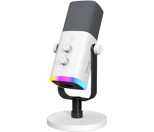 מיקרופון גיימינג דינמי Fifine AmpliGame XLR USB AM8 צבע לבן