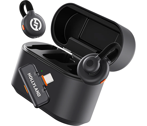 מיקרופון דש אלחוטי 2 משדרים (TX) + 3 מקלטים (Camera, USB-C, Lightning) Hollyland Lark M2S Combo