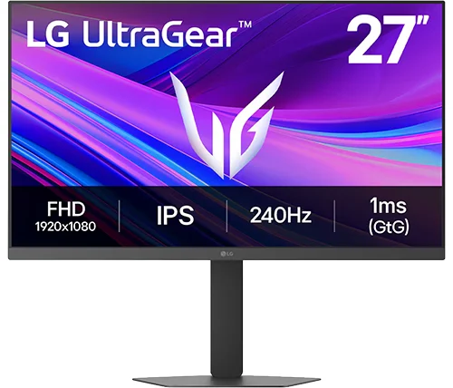 מסך גיימינג 27 אינץ LG UltraGear G4 – קצב רענון 240Hz – רזולוציה FHD – פאנל IPS – חיבורים HDMI / DP – דגם 27G440A-B