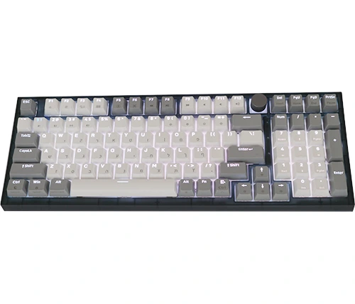 מקלדת גיימינג GK92 אלחוטית מכנית RGB Mechanical Yellow Switch בצבע לבן ואפור