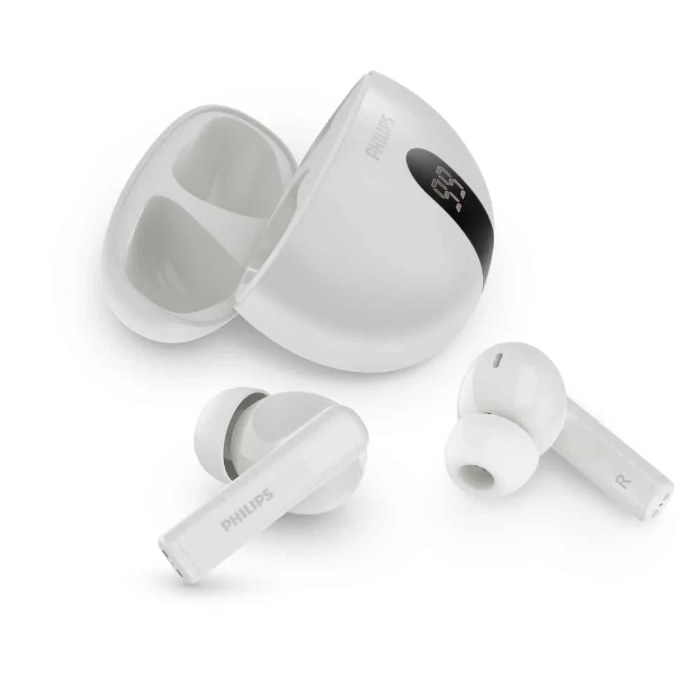 אוזניות אלחוטיות Philips TAT2520 TWS+ ANC כולל תצוגה - לבן