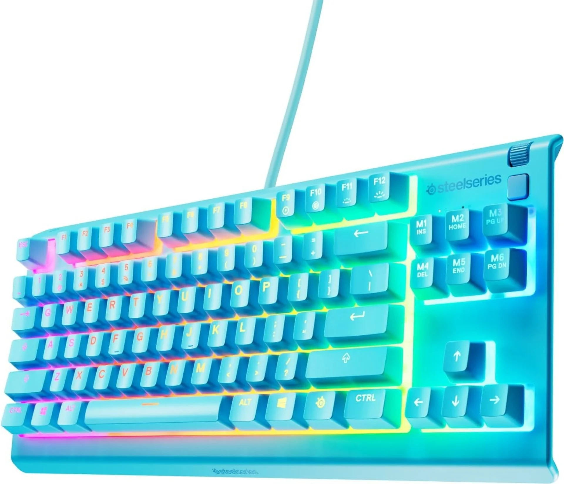 מקלדת גיימינג חוטית SteelSeries Apex 3 TKL RGB - צבע אקווה