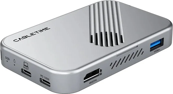 תחנת עגינה מגנטית 7-ב-1 כולל מארז SSD מובנה ותמיכה בטעינה מהירה עד CB34S 100W מבית Cable Time