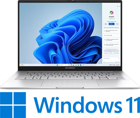 מחשב נייד Asus Zenbook 14 UX3405CA-ST1007W - צבע Foggy Silver - נרתיק כלול בתוך האריזה כמתנה!