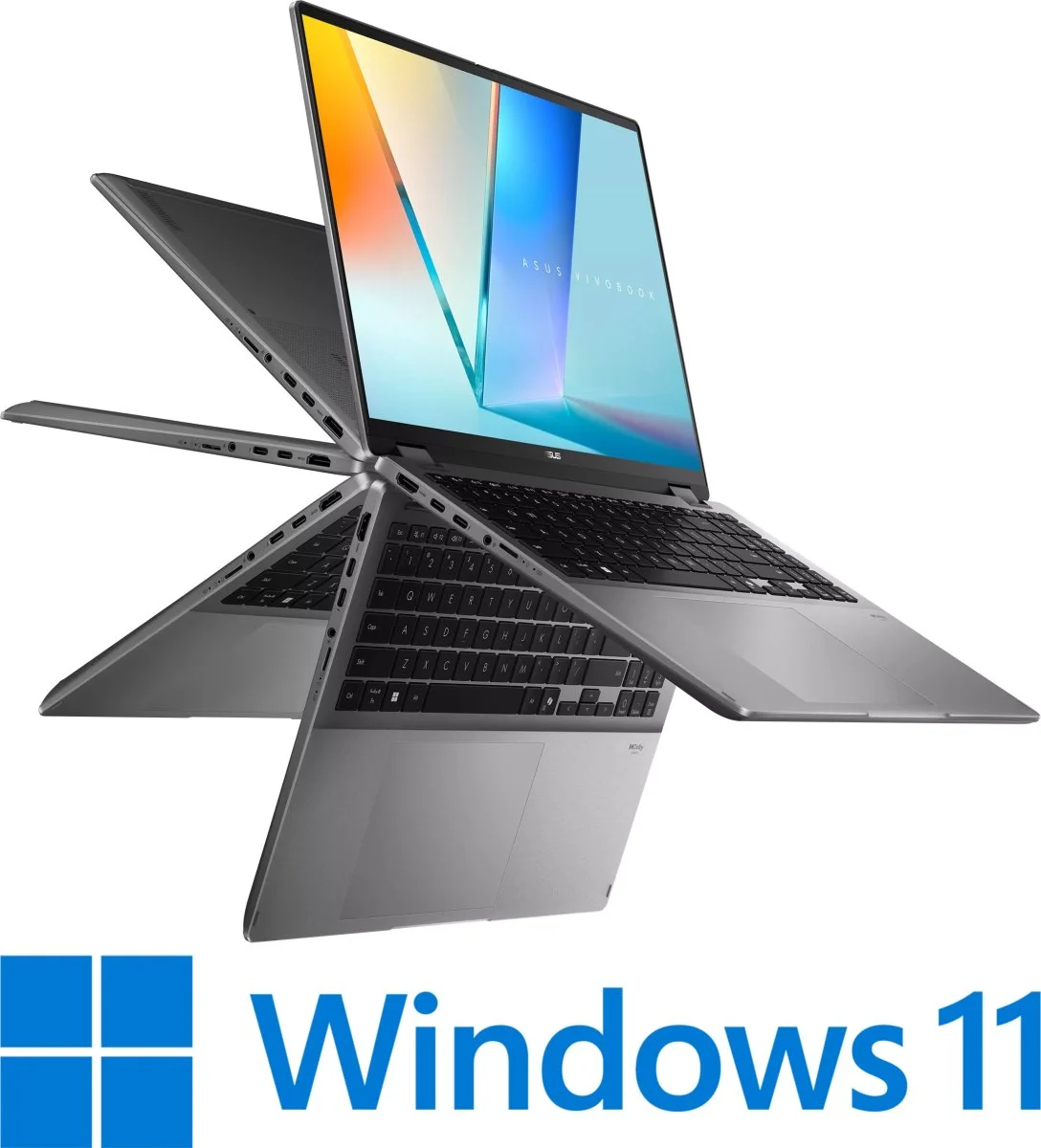 מחשב נייד עם מסך מגע Asus VivoBook 16 Flip TP3607AA-SI009W - צבע Matte Gray - עט Stylus כלול באריזה