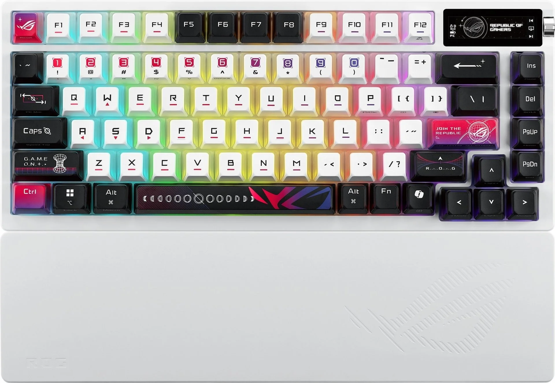 מקלדת גיימרים מכנית אלחוטית Asus ROG Azoth X - צבע לבן - סוג מתג NX Snow V2 לינארי שקט