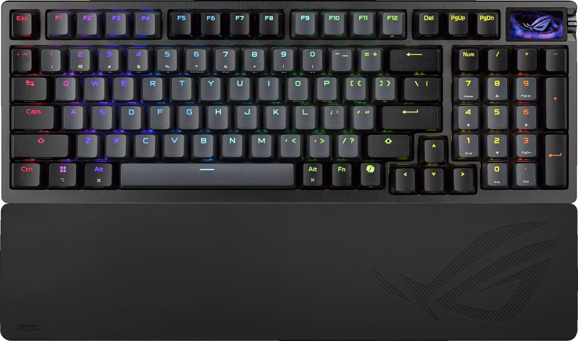 מקלדת גיימרים מכנית אלחוטית Asus ROG Azoth 96 HE - צבע שחור - סוג מתג מגנטי-אנלוגי ROG HFX V2 עם טווח הפעלה מתכוונן