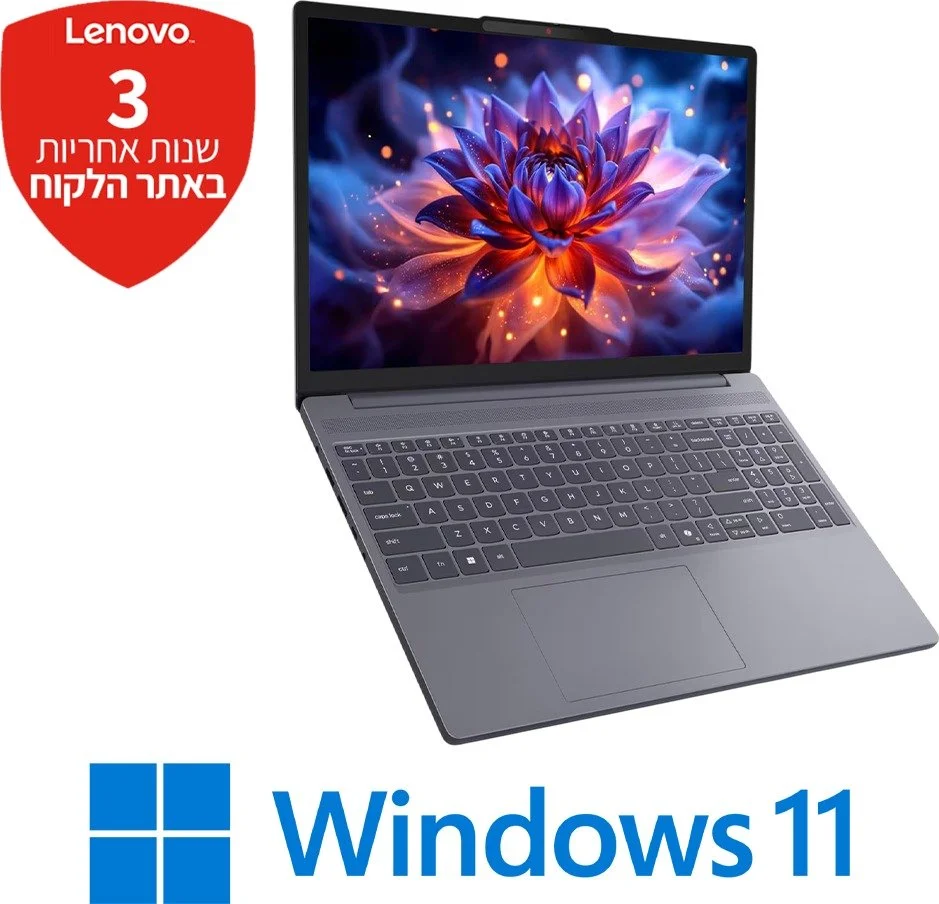 מחשב נייד ללא מסך מגע Lenovo IdeaPad Slim 3-15IWC11 83RR00DFIV - צבע Luna Grey - שלוש שנות אחריות