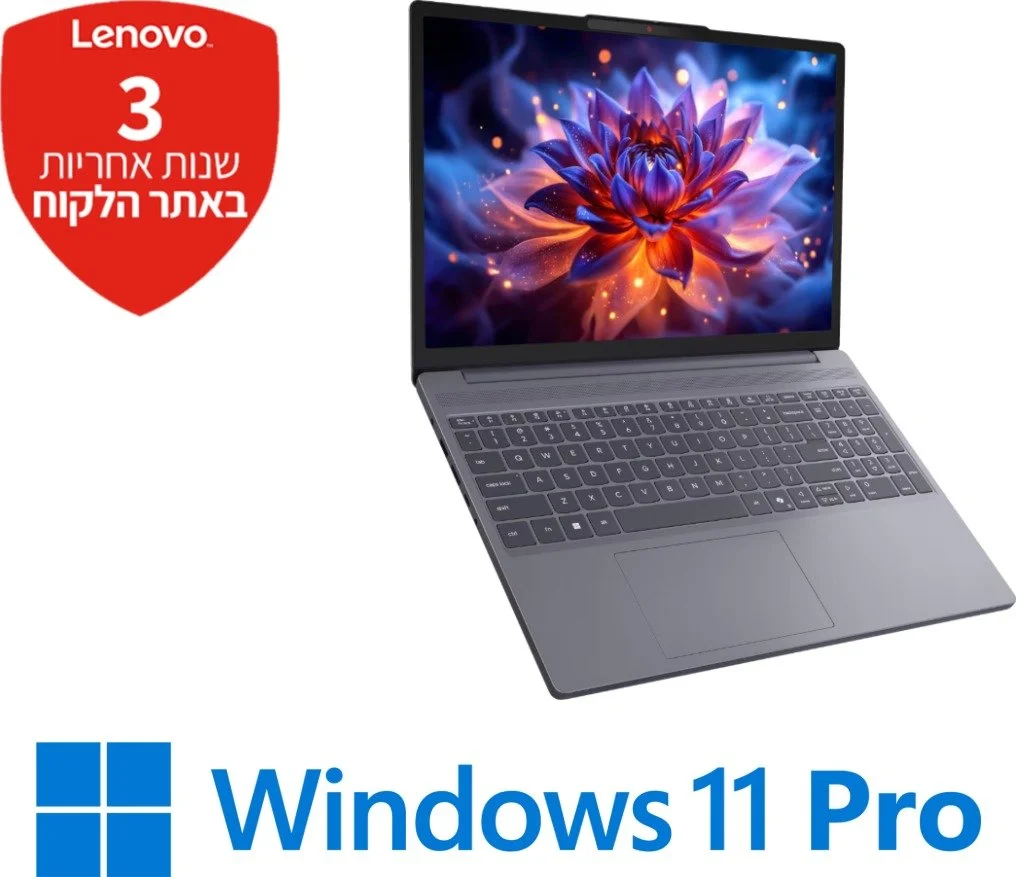 מחשב נייד כולל מסך מגע Lenovo IdeaPad Slim 3-15IPH11 83UR00DPIV - צבע Luna Grey - שלוש שנות אחריות