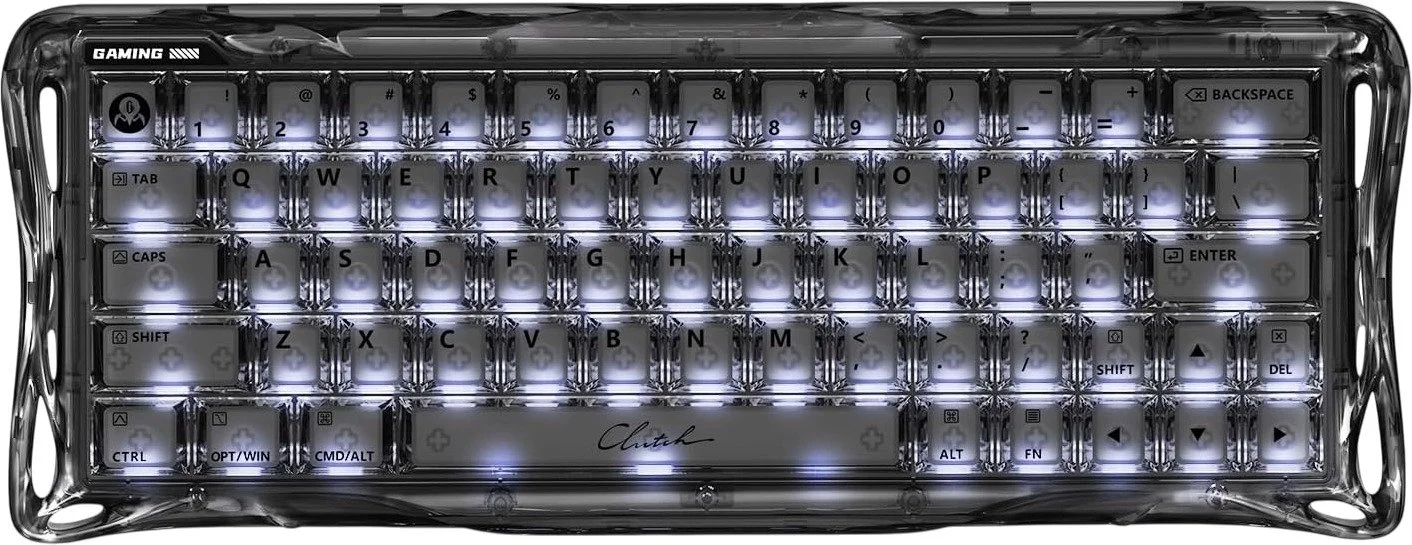 מקלדת גיימינג מכנית GravaStar Mercury V60 HE 60% - צבע Onyx Crystal - סוג מתג מגנטי Hall Effect לינארי שקט עם טווח הפעלה מתכוונן