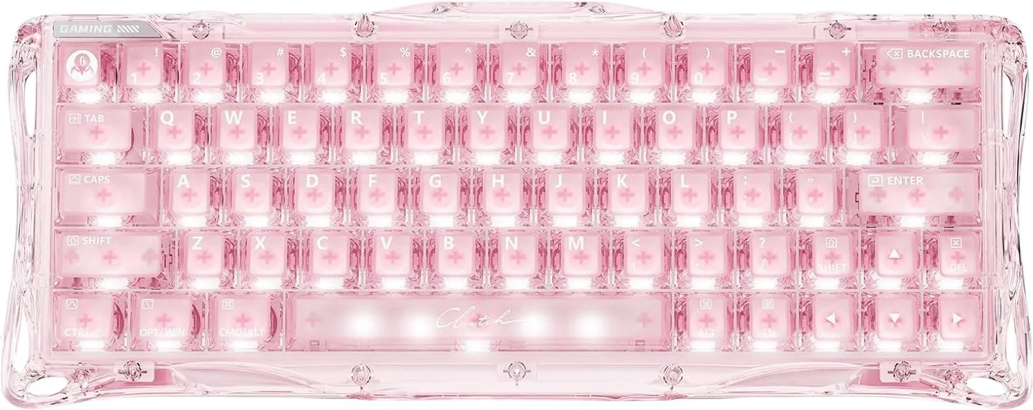 מקלדת גיימינג מכנית GravaStar Mercury V60 HE 60% - צבע Crystal Rose - סוג מתג מגנטי Hall Effect לינארי שקט עם טווח הפעלה מתכוונן