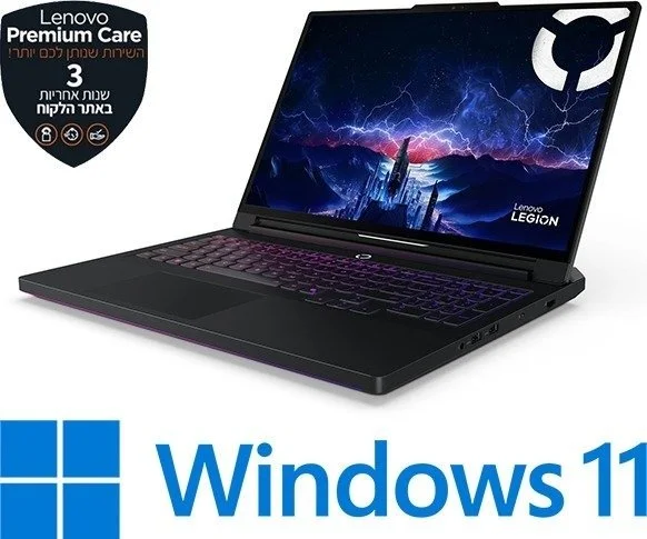 מחשב נייד Lenovo Legion Pro 7-16IAX10H 83F500TWIV - צבע Eclipse Black - כולל 4 מקשים להחלפה ומגן מסך אנטי רפלקטיבי באריזה כמתנה!