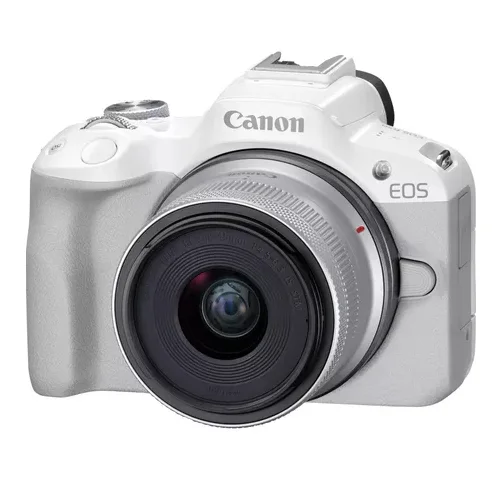 מצלמה ללא מראה מבית CANON קנון דגם R50 WH + RFS18-45 S SEE 5812C030AA